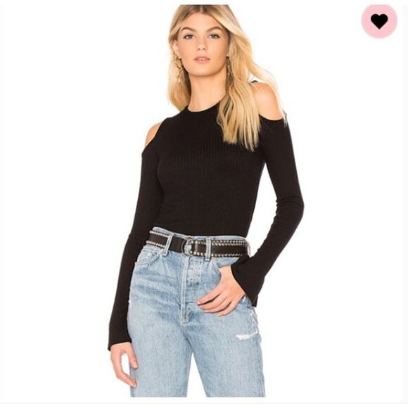 Michael Lauren Tops - NWT Michael Lauren x REVOLVE Ribbed Cold Shoulder Top in Black Size XS